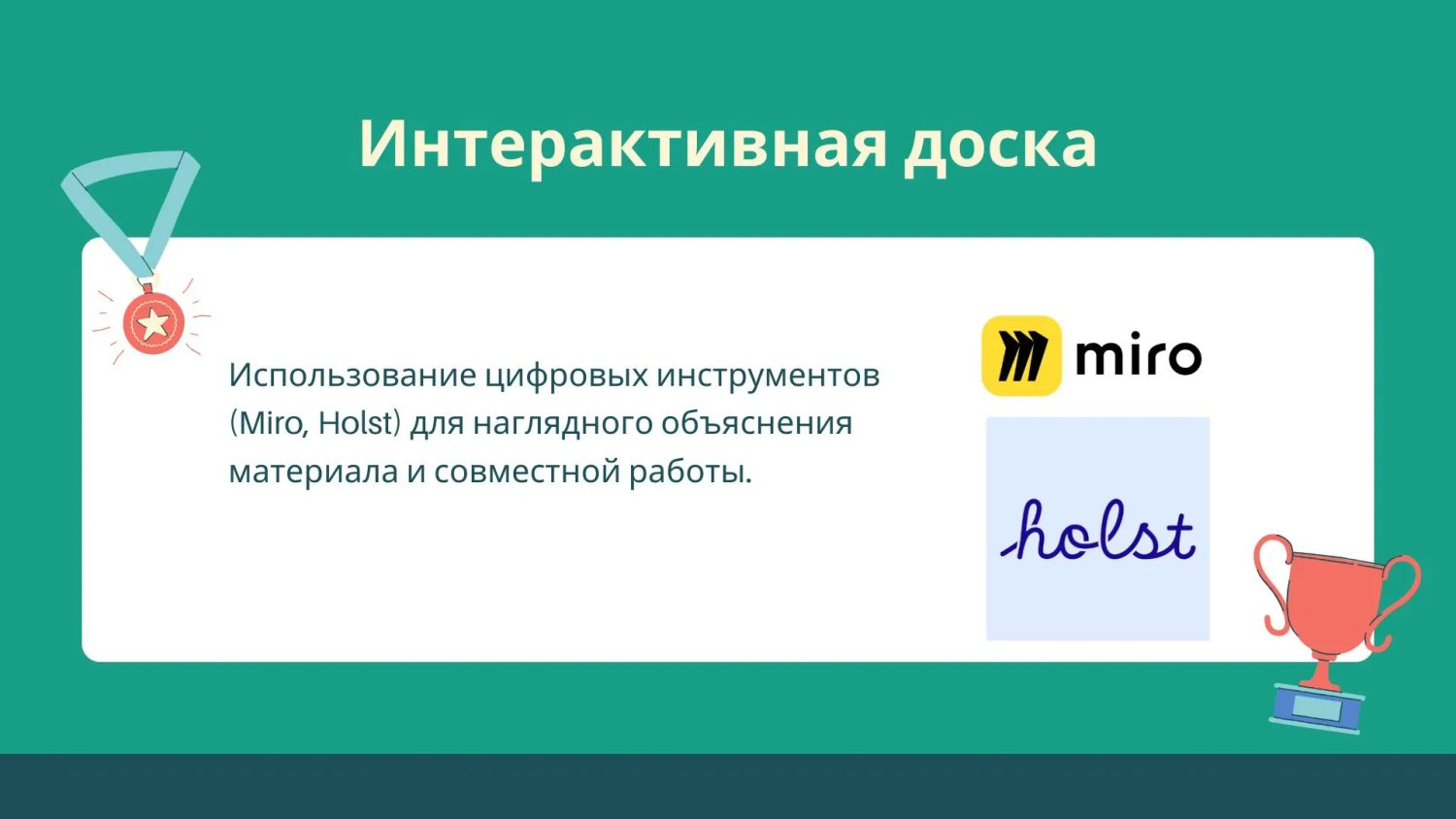 Слайд «Интерактивная доска» с логотипами Miro и Holst